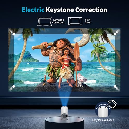 Mini Projector Portable Proyector 4K Support, Full HD 1080P Small Projector with 270¡Æ Rotatable Stand, Movie Projector Compatible with TV Stick/Smartphone/HDMI/USB for Bedroom/ Outdoor Camping