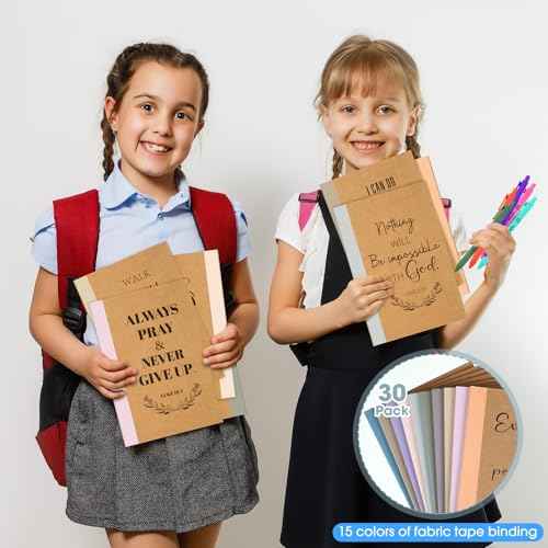 30 Sets Christmas Christian Notebook and Pen Thanksgiving Gift Set Bulk A5 Composition Journal Bible Verse Pen Religious Lined Notepad Scripture Notepad for Teacher Church Sunday (Morandi)