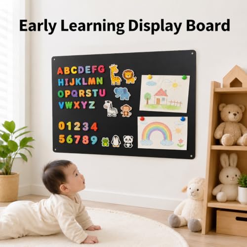 Magnetic Bulletin Board 11.9x16.5 Inch Metal Memo Board Black 2 Pack