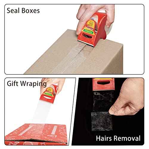 Packing Tape with Dispenser Clear Noiseless Packaging Tape for Shipping Moving Strong Sealing Adhesive Industrial Depot Tapes for Storage 1.96 inch x 33 Yards 1¡± Core 3 Pack