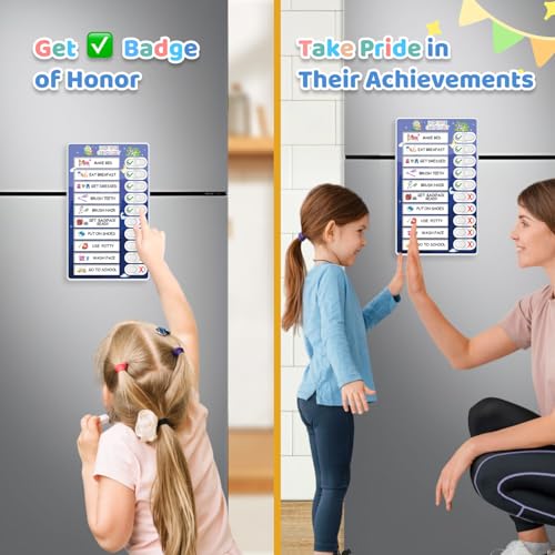 CustomMaster Dinosaur Magnetic Bedtime Routine Chart for Kids, Visual Schedule Board
