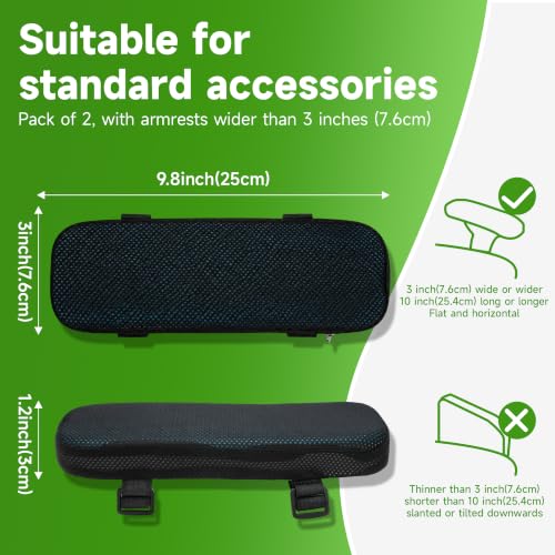 LargeLeaf Cooling Gel Armrest Cushions with Memory Foam – 2-Piece Elbow Pads for Office & Gaming Chairs