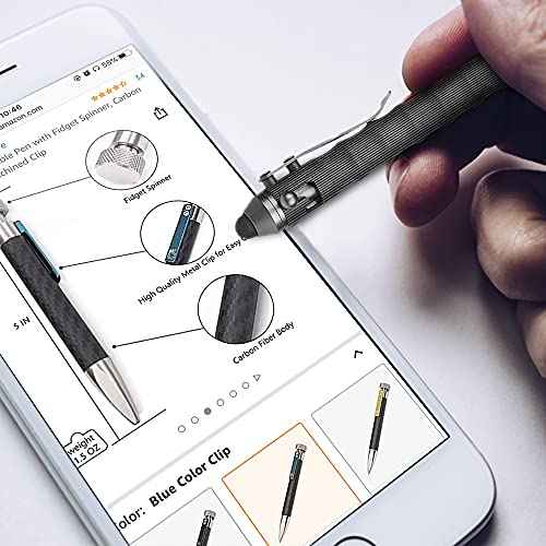 Cool Hand 4.5'' EDC Ballpoint Ink Refillable Bolt Action Tactical Pens Stylus for Touch Screen, Ergonomic Grip, Hold in Texture with Finger Grooves