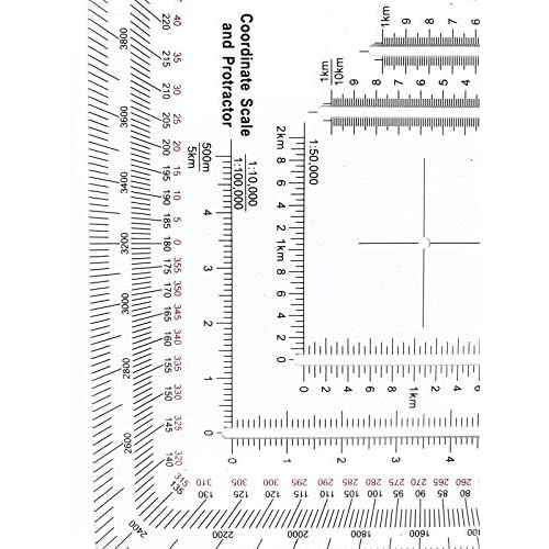 New and Improved Version Military Style MGRS/UTM Coordinate Grid Reader, and Protractor,Coordinate Scale Map Reading and Land Navigation Topographical Map Scale