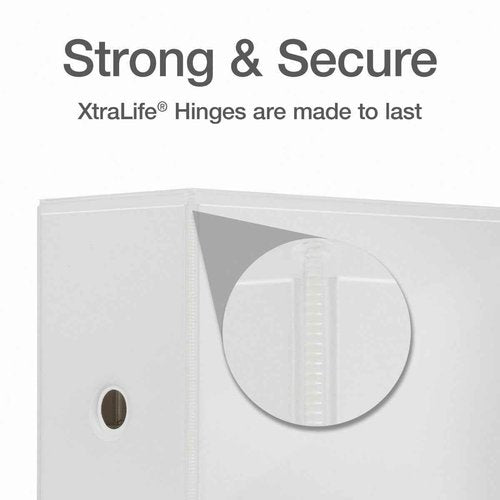 Cardinal® XtraLife ClearVue Nonstick Locking Slant D-Ring Binder, 6" Rings, 55% Recycled, White
