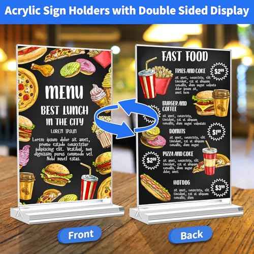 Acrylic Sign Holder 5x7£¬3 Pack Vertical Clear Display Stand£¬Double-sided Table Top Sign Holder£¬Acrylic Paper Display Stand Suitable For Office, Home, Show Fair, Restaurants, Stores, Hotels
