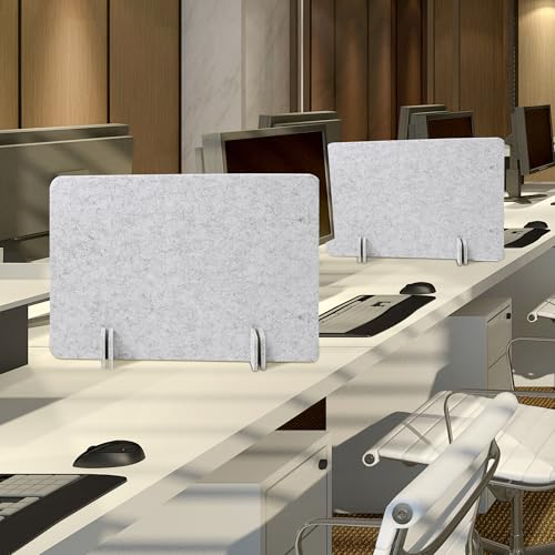 Desk Privacy Panel Set 40x60 cm Light Grey, Freestanding Noise-Reducing Desk Partitions (2 pcs) with Feet