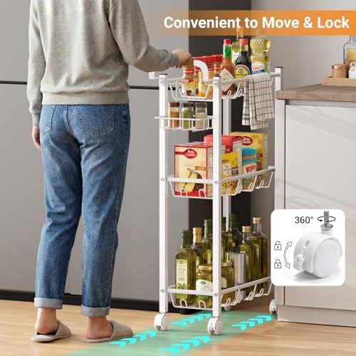 AOODA Arctic White Laundry Room Cart 8.2 x 18 x 33.5 with Detergent Holder