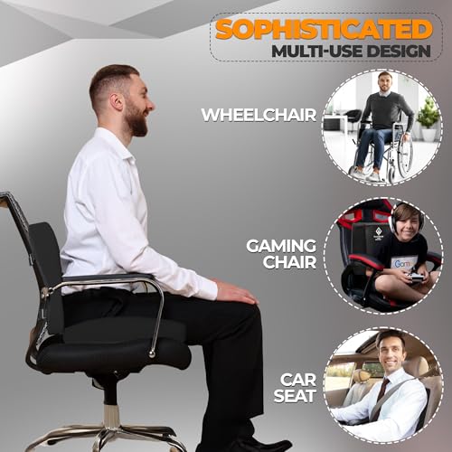 Ergonomic Memory Foam Lumbar & Seat Cushion Back,Tailbone Pain Relief