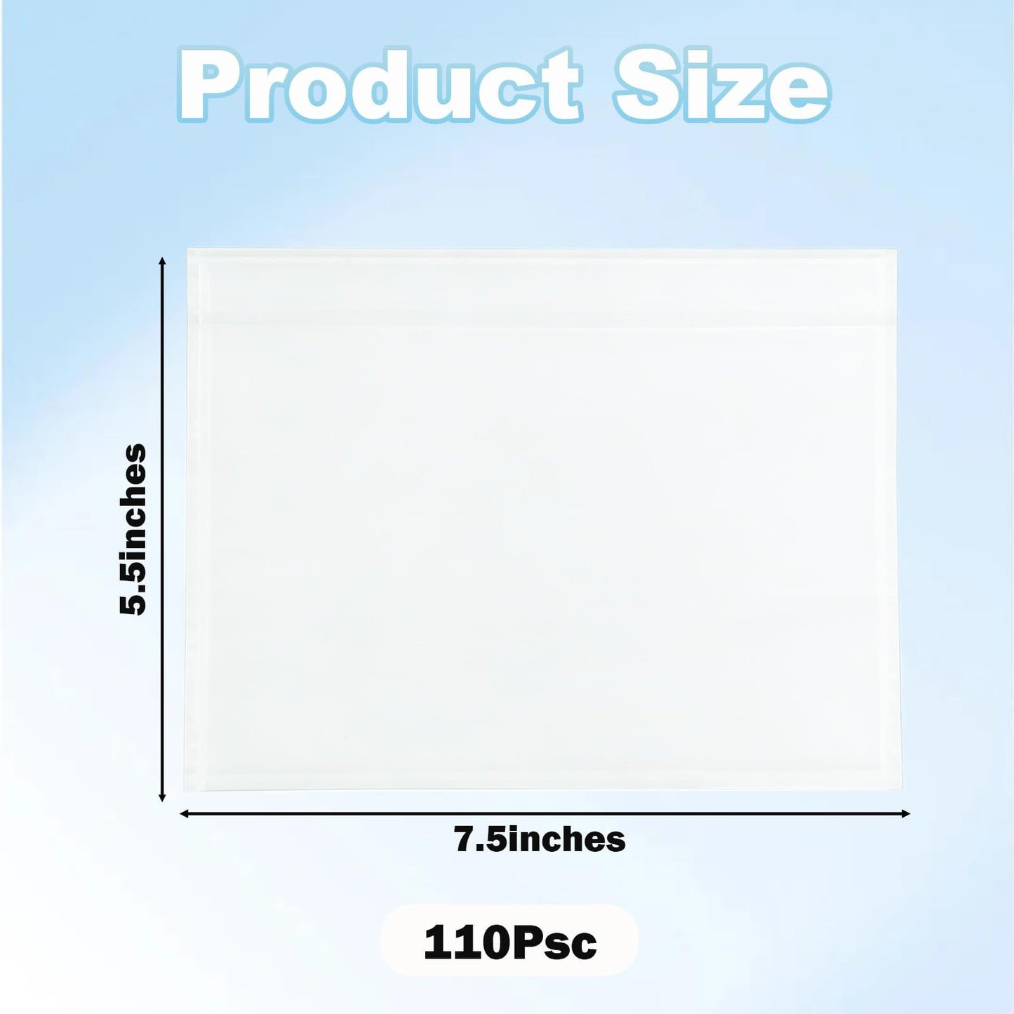 Volokitx 110 Pcs 7.5"x 5.5" Shipping Label Sleeves, Adhesive Clear Packing Slip Pouches, Top Loading Packing List Envelopes for Shipping & Mailing, Barcode Protection