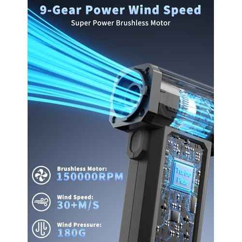 Electric Compressed Air Duster, 100,000RPM Cordless Rechargeable Mini Air Blower with Turbo Fan, 9-Speed Adjustable, LED Light & Digital Display, PC, Keyboard, Computer, Car, Home & Outdoor Cleaning