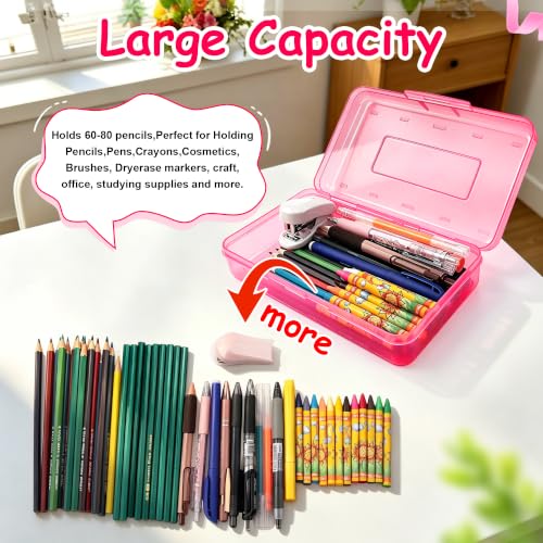 Lxzyu Rose Pink Large Capacity Plastic Pencil Box - School & Office Organizer