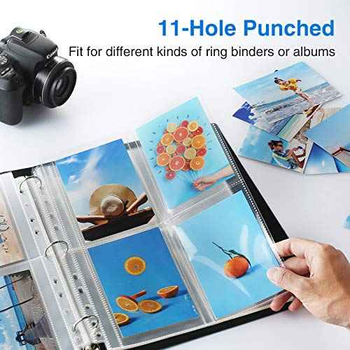 Sooez 30 Pack Heavy Duty Photo Sleeves for 3 Ring Binder (240 Pictures), 3.5x5 Plastic Album Refill Pages, Clear Archival Sleeves, Seed Binder Pages 8.5x11