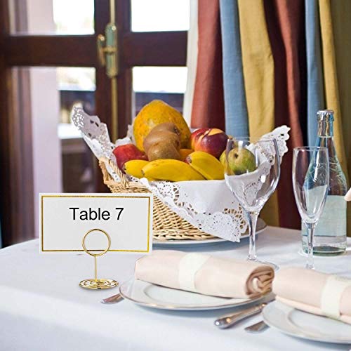 Mini Gold Table Number Holders with Blank Cards for Weddings & Events - 24 Pack