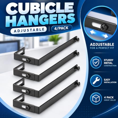 Adjustable Cubicle Hangers Set of 4 - Office Wall Mounts for Whiteboards & Files