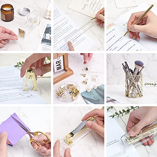 EOOUT Gold Acrylic Office Supplies Set – Stapler, Pen & Phone Holders