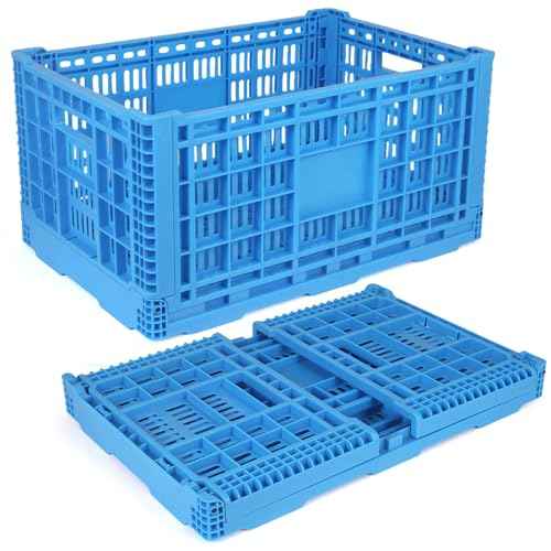 Collapsible Milk Crates, 72L Stackable Storage Crates, Plastic Heavy Duty Crate Basket, Folding Storage Containers for Organizing, Grocery, Office & Camping (23.6 "L ¡¿ 15.7" W ¡¿ 11.82 "H)