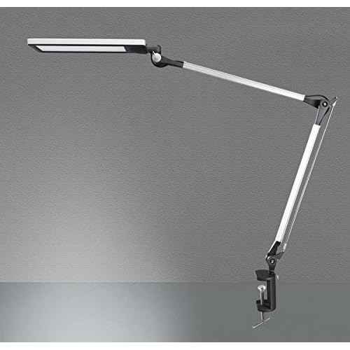 PHIVE LK-1 Architect Desk Lamp with Metal Swing Arm, Dimmable Workbench Lamp (4 Lighting Modes, 6 Brightness Levels), Eye-Caring Architect Task Table Light, Clamp on Desk Light for Office, Drawing