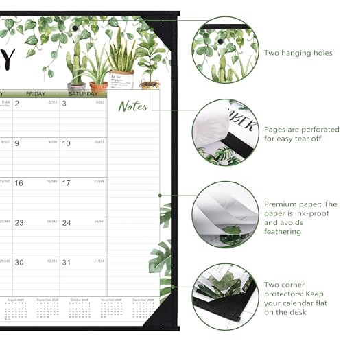 2026 Desk Calendar - 2026 Large Desk Calendar 22x17, Jan. 2026 - Dec. 2026, 2026 Large Calendar, 12 Months, Corner Protectors - Plants