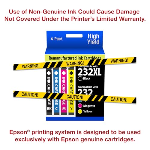 Epson 4-Pack High Capacity Black & Color Ink Cartridges T232XL-BCS for Workforce & Expression Printers
