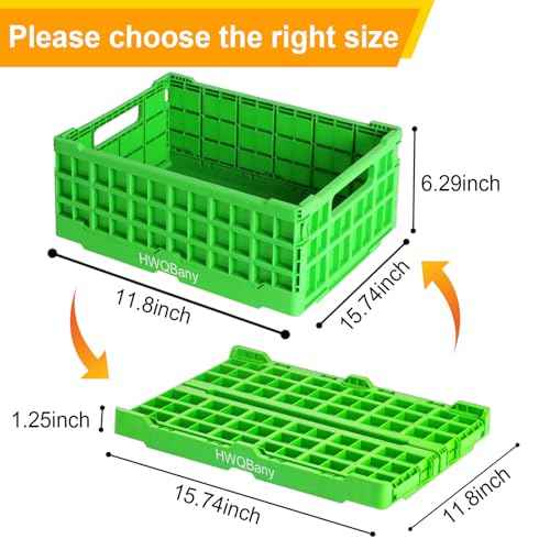 Milk Crates Heavy Duty, Crates for Storage, 20L Plastic Stackable Storage Baskets for Organizing, Collapsible Storage Crate for Home Kitchen Bedroom Office School Store, Green, Pack of 3