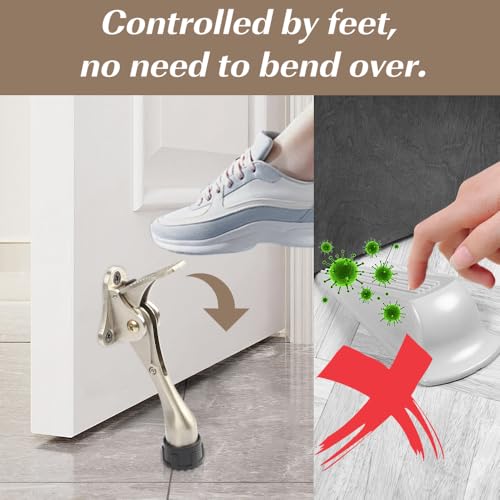 Kickdown Door Stopper 4 Inches Satin Nickel 1 Pack | Aluminum Alloy, Rubber Tip