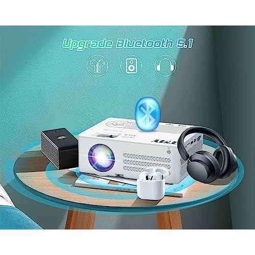 TMY Projector with WiFi and Bluetooth¡¼80" screen included¡½Native 1080P Outdoor Projector, 4K Supported Portable Projector, Compatible with iOS/Android/PC/TV Stick/HDMI/USB, Indoor Outdoor Use