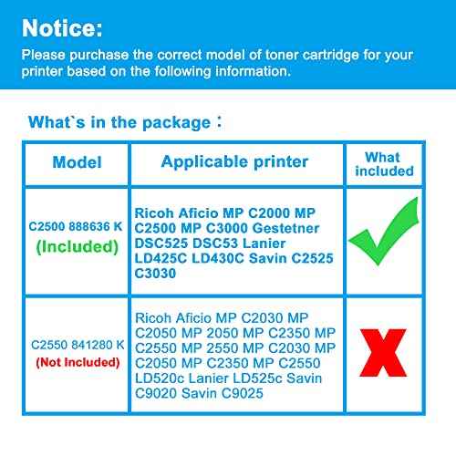 LCL Compatible Toner Cartridge Replacement for Ricoh 888636 MP C2000 MP C2500 MP C3000 DSC525 DSC530 LD425C LD430C C2525 C3030 Aficio MP C2000 MP C2500 MP C3000 Gestetner DSC525 DSC530 (1-Pack Black)