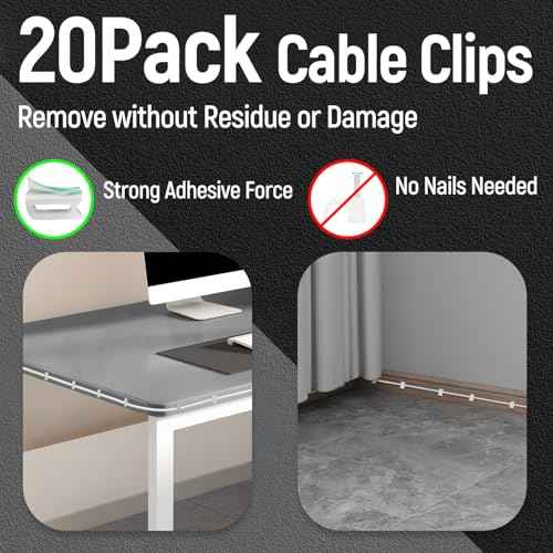 Uvital Phone Extension Cord 33 Ft, Telephone Cable with Standard RJ11 Plug and 1 in-Line Couplers and 20 Cable Clip Holders, White