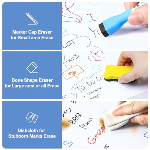 VITEVER 2 Pack Magnetic Dry Erase Boards for Fridge 12x8 inch with Markers & Eraser