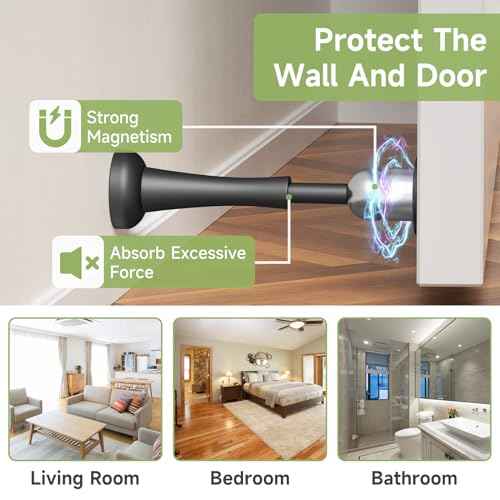 6PCS Magnetic Door Stop Aluminum Door Stoppers for Wall, Magnetic Door Catch with Adhesive Stick & Screws, Door Holder to Keep Door Open