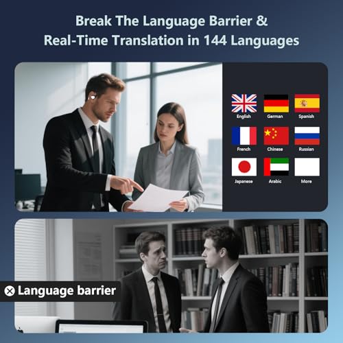 AI Translation Earbuds Real Time 164 Languages Translator Earbuds with 60H Play Time 3 in 1 Open-Ear Translation Headphones with Audio & Video Translation for Travel Business Meeting Learning (Black)