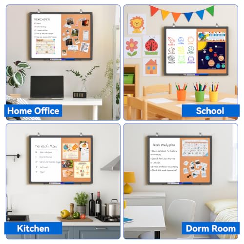 Maxtek Wall-Mounted Whiteboard & Cork Board Combo 24 x 18 inches