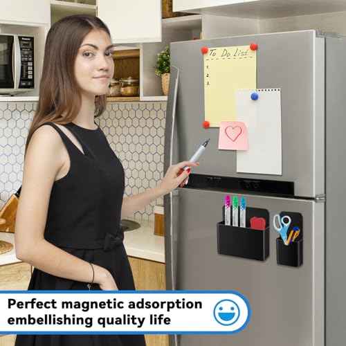 Magnetic Pen Holder for Refrigerator,2Pack Magnetic Dry Erase Marker Holder,Magnetic Pencil Holder for Refrigerator,Whiteboard,Locker Accessories£¨Black£©