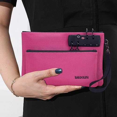 BARDOLPH Pink Small Money Bag with Lock - Double-Layer Cash Passport Notary Storage