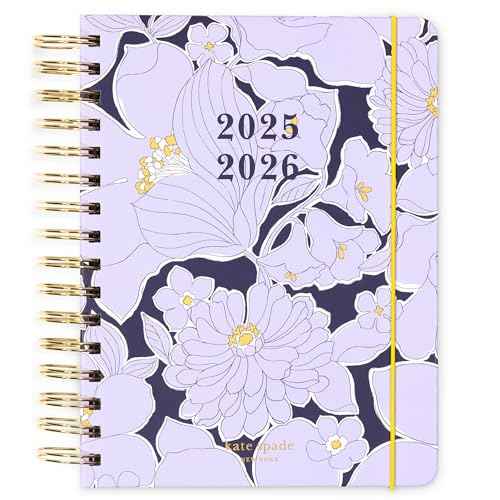 kate spade new york Daily Planner 2025-2026 Large Agenda August 2025-December 2026, Hardcover Weekly and Monthly Spiral Planner with Stickers (Coastal Garden)