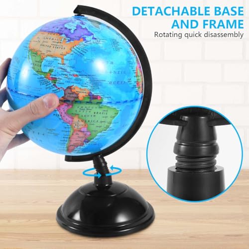 KISEER 8 Inch Rotating World Globe with Stand - Blue Educational Globe for Kids & Classroom