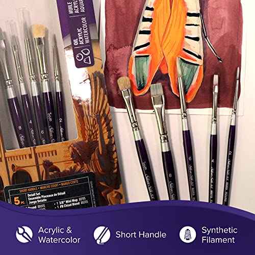 Silver Brush Limited SK-8110S Silver Silk 88 Paint Brush Set, 5-Piece, Short Handle