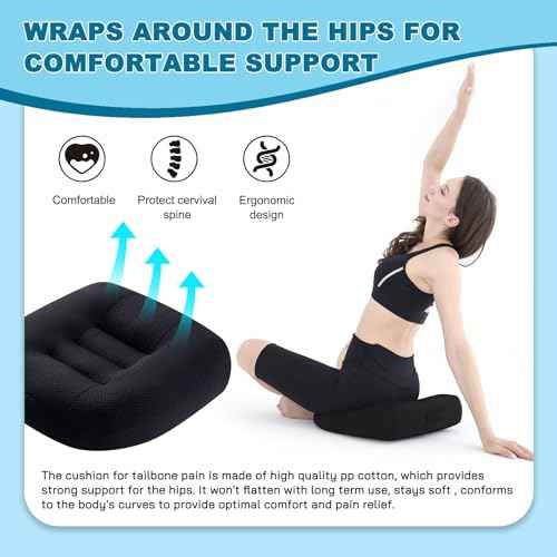Office Chair Cushions for Back and Butt, Ergonomic Chair/Seat Cushion for Long Sitting, Sitting Pillow for Automobile, Wheelchair, Computer, Office Chair Hip Support Black