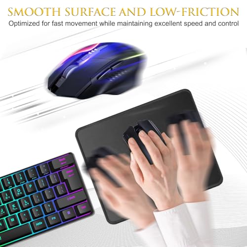 JIKIOU Black 3-Pack Mouse Pads with Stitched Edges, 10.2x8.3in, Durable & Non-Slip