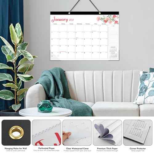 Tcamp 2026 Calendar - 18 Months Desk Calendar 2026-2027 from January 2026 to June 2027, Large 17" x 12" Wall Calendar with Julian Dates, Desk Planner for Home School Office Desktop, Christmas Gifts