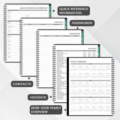 2026 Monthly Planner - JAN. 2026 - DEC. 2026, 2026 Planner with Colorful Tabs, 8" x 10", Monthly Planner/Calendar 2026 with Contacts, Back Pocket, Thick Paper, Twin-Wire Binding - Waterproof Cover(Black)