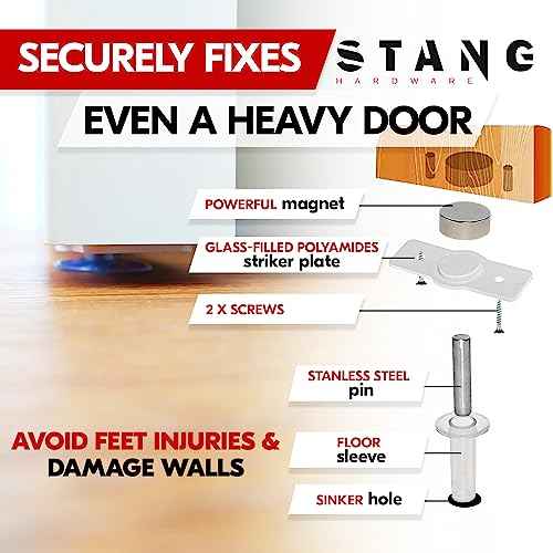 Stang ? Magnetic Door Stopper Invisible Concealed Flush Mounted Magnetic Door Stop for Bottom of The Door with Hold-Open Function and Holder Option