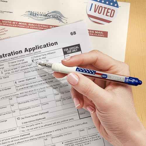 Zebra Pen Z-Grip Retractable Ballpoint Pen, 12-Pack American Flag Barrel, Black Ink, Medium Point 1.0mm, Soft Grip, Stylish Patriotic Design, Smooth Writing Pens (21775)