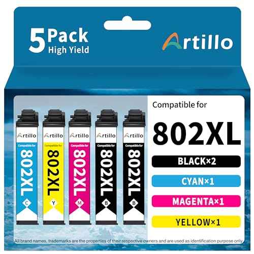 Remanufactured Ink Cartridges Replacement for Epson 802XL T802 T802XL Ink Cartridges Combo Pack for Workforce Pro WF-4720 WF-4730 WF-4734 WF-4740 EC-4040 EC-4030 EC-4020 Printer (5 Pack)