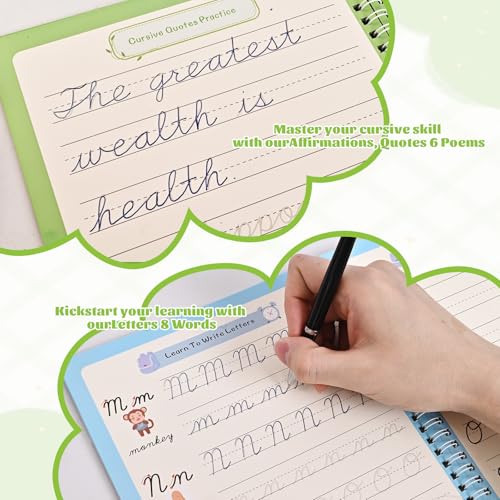 AALGO Grooved Cursive Handwriting Workbook,Magic Grooved Writing Practice Cursive for Children and Beginners,Learn Cursive Handwriting With Letters,Words and Sentences