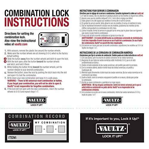 Vaultz Medicine Safe Case w/Combination Lock - Pack of 1 Cases, 8.35 x 5 x 2.5" - Black