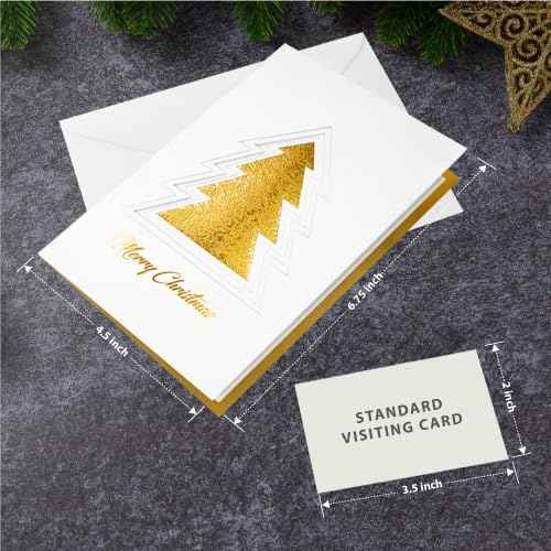 36 Christmas Greeting Cards with Gold Foiling Xmas & Embossing,3D die-cut Christmas tree featuring ,6.75 x 4.5 Inch Merry Christmas Cards with Seal Stickers For Friends, Family and loved Ones ( 1 Pack