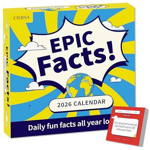 2026 Epic Facts Daily Desktop Calendar | Day To Day Tear Off Calendar with 365 Interesting Mental Floss Facts for Everyday of the Year, Fun Box Calendar Gift For Men or Women, Christmas Stocking Stuffer Gift for Home or Office
