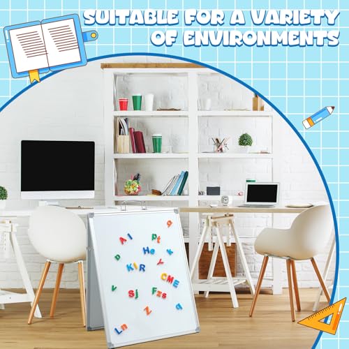 Lincia 24 x 18 Inch Portable Dry Erase Board with Stand, Foldable White Board Double Sided Whiteboard Easel, Silver Aluminum Frame with Metal Handle for Office Home School Teaching Demonstration